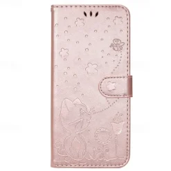 Phone Case For Samsung Galaxy S25 S24 S23 S23 FE S22 S21 Ultra Plus A55 5G A35 5G A25 A15 Wallet Case Magnetic Full Body Protective with Wrist Strap Cat Bee TPU PU Leather