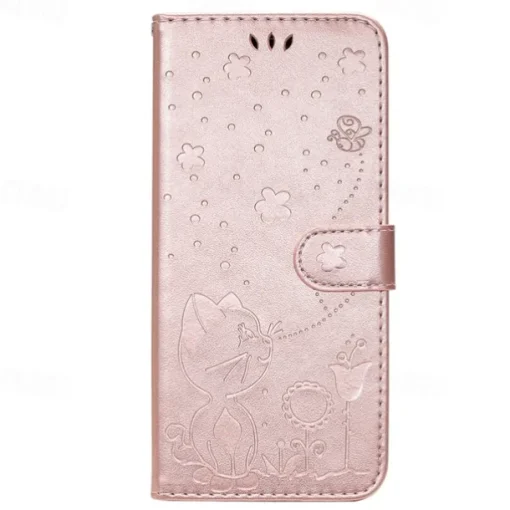 Phone Case For Samsung Galaxy S25 S24 S23 S23 FE S22 S21 Ultra Plus A55 5G A35 5G A25 A15 Wallet Case Magnetic Full Body Protective with Wrist Strap Cat Bee TPU PU Leather