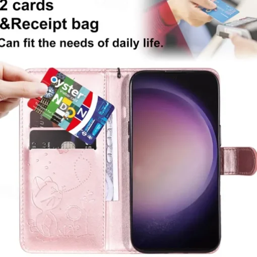 Phone Case For Samsung Galaxy S25 S24 S23 S23 FE S22 S21 Ultra Plus A55 5G A35 5G A25 A15 Wallet Case Magnetic Full Body Protective with Wrist Strap Cat Bee TPU PU Leather
