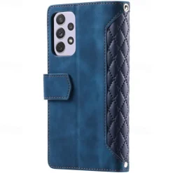 Phone Case For Samsung Galaxy S25 S24 S23 S22 S21 FE S21 Ultra Plus A14 A34 A54 A73 Handbag Purse Wallet Case Zipper with Removable Cross Body Strap With Card Holder Solid Colored Geometric Pattern