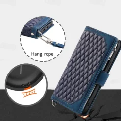 Phone Case For Samsung Galaxy S25 S24 S23 S22 S21 FE S21 Ultra Plus A14 A34 A54 A73 Handbag Purse Wallet Case Zipper with Removable Cross Body Strap With Card Holder Solid Colored Geometric Pattern