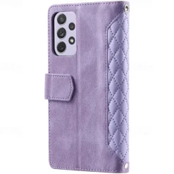 Phone Case For Samsung Galaxy S25 S24 S23 S22 S21 FE S21 Ultra Plus A14 A34 A54 A73 Handbag Purse Wallet Case Zipper with Removable Cross Body Strap With Card Holder Solid Colored Geometric Pattern