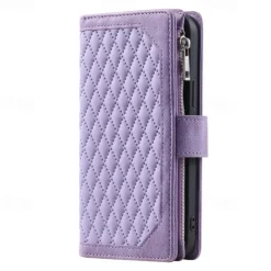 Phone Case For Samsung Galaxy S25 S24 S23 S22 S21 FE S21 Ultra Plus A14 A34 A54 A73 Handbag Purse Wallet Case Zipper with Removable Cross Body Strap With Card Holder Solid Colored Geometric Pattern