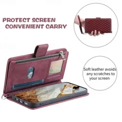 Phone Case For Samsung Galaxy S25 S24 S23 S22 S21 FE S21 Ultra Plus A14 A34 A54 A73 Handbag Purse Wallet Case Zipper with Removable Cross Body Strap With Card Holder Solid Colored Geometric Pattern