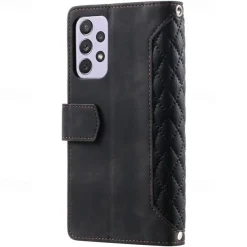 Phone Case For Samsung Galaxy S25 S24 S23 S22 S21 FE S21 Ultra Plus A14 A34 A54 A73 Handbag Purse Wallet Case Zipper with Removable Cross Body Strap With Card Holder Solid Colored Geometric Pattern