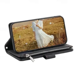 Phone Case For Samsung Galaxy S25 S24 S23 S22 S21 FE S21 Ultra Plus A14 A34 A54 A73 Handbag Purse Wallet Case Zipper with Removable Cross Body Strap With Card Holder Solid Colored Geometric Pattern