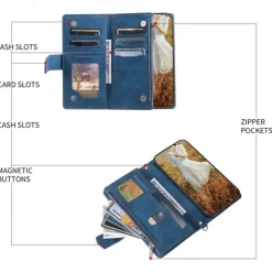 Phone Case For Samsung Galaxy S25 S24 S23 S22 S21 FE S21 Ultra Plus A14 A34 A54 A73 Handbag Purse Wallet Case Zipper with Removable Cross Body Strap With Card Holder Solid Colored Geometric Pattern