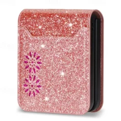 Phone Case For Samsung Galaxy Z Flip 7 Z Flip 6 Z Flip 5 Z Flip 4 Z Flip 3 Flip Cover Bling Glitter Shiny Card Slot Shockproof Retro sky PC PU Leather