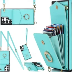 Phone Case For Samsung Galaxy S25 S24 S23 S22 S21 FE S21 Ultra Plus A14 A54 A73 A33 Handbag Purse Wallet Case Ring Holder Anti-theft with Removable Cross Body Strap TPU PU Leather