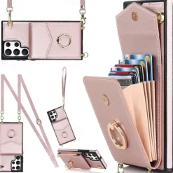 Phone Case For Samsung Galaxy S25 S24 S23 S22 S21 FE S21 Ultra Plus A14 A54 A73 A33 Handbag Purse Wallet Case Ring Holder Anti-theft with Removable Cross Body Strap TPU PU Leather