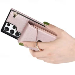 Phone Case For Samsung Galaxy S25 S24 S23 S22 S21 FE S21 Ultra Plus A14 A54 A73 A33 Handbag Purse Wallet Case Ring Holder Anti-theft with Removable Cross Body Strap TPU PU Leather