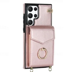 Phone Case For Samsung Galaxy S25 S24 S23 S22 S21 FE S21 Ultra Plus A14 A54 A73 A33 Handbag Purse Wallet Case Ring Holder Anti-theft with Removable Cross Body Strap TPU PU Leather