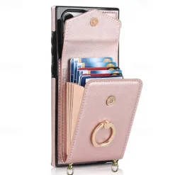 Phone Case For Samsung Galaxy S25 S24 S23 S22 S21 FE S21 Ultra Plus A14 A54 A73 A33 Handbag Purse Wallet Case Ring Holder Anti-theft with Removable Cross Body Strap TPU PU Leather