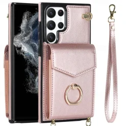 Phone Case For Samsung Galaxy S25 S24 S23 S22 S21 FE S21 Ultra Plus A14 A54 A73 A33 Handbag Purse Wallet Case Ring Holder Anti-theft with Removable Cross Body Strap TPU PU Leather