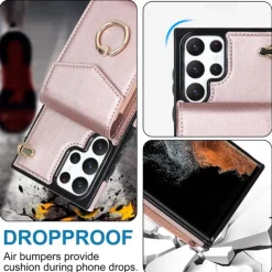 Phone Case For Samsung Galaxy S25 S24 S23 S22 S21 FE S21 Ultra Plus A14 A54 A73 A33 Handbag Purse Wallet Case Ring Holder Anti-theft with Removable Cross Body Strap TPU PU Leather