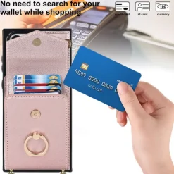 Phone Case For Samsung Galaxy S25 S24 S23 S22 S21 FE S21 Ultra Plus A14 A54 A73 A33 Handbag Purse Wallet Case Ring Holder Anti-theft with Removable Cross Body Strap TPU PU Leather