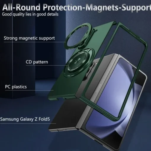 Phone Case For Samsung Galaxy Z Fold 7 Z Fold 6 Z Fold 5 Z Fold 4 Z Fold 3 Flip Cover Ring Holder Magnetic Support Wireless Charging Armor PC