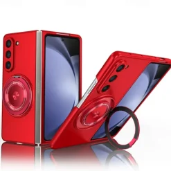 Phone Case For Samsung Galaxy Z Fold 7 Z Fold 6 Z Fold 5 Z Fold 4 Z Fold 3 Flip Cover Ring Holder Magnetic Support Wireless Charging Armor PC