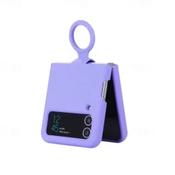 Phone Case For Samsung Galaxy Z Flip 6 Z Flip 5 Z Flip 4 Z Flip 3 Flip Flip Case with Ring Solid Colored Silicone
