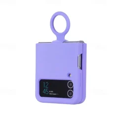Phone Case For Samsung Galaxy Z Flip 6 Z Flip 5 Z Flip 4 Z Flip 3 Flip Flip Case with Ring Solid Colored Silicone