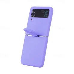 Phone Case For Samsung Galaxy Z Flip 6 Z Flip 5 Z Flip 4 Z Flip 3 Flip Flip Case with Ring Solid Colored Silicone
