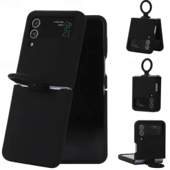 Phone Case For Samsung Galaxy Z Flip 6 Z Flip 5 Z Flip 4 Z Flip 3 Flip Flip Case with Ring Solid Colored Silicone