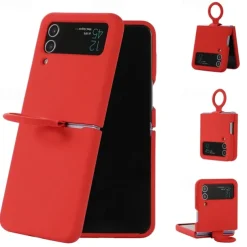 Phone Case For Samsung Galaxy Z Flip 6 Z Flip 5 Z Flip 4 Z Flip 3 Flip Flip Case with Ring Solid Colored Silicone