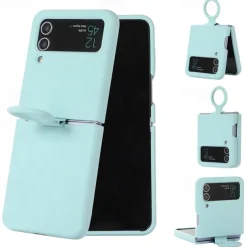 Phone Case For Samsung Galaxy Z Flip 6 Z Flip 5 Z Flip 4 Z Flip 3 Flip Flip Case with Ring Solid Colored Silicone