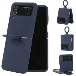 Phone Case For Samsung Galaxy Z Flip 6 Z Flip 5 Z Flip 4 Z Flip 3 Flip Flip Case with Ring Solid Colored Silicone