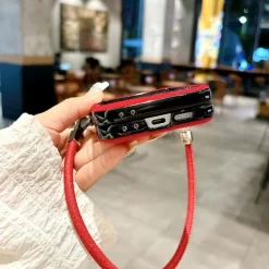 Phone Case For Samsung Galaxy Z Flip 7 Z Flip 6 Z Flip 5 Z Flip 4 Z Flip 3 Back Cover with Wrist Strap Shockproof Retro TPU Plush