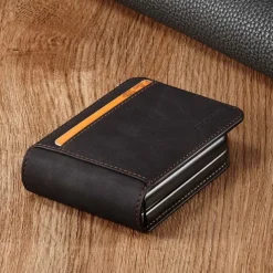 Phone Case For Samsung Galaxy Z Flip 7 Z Flip 5 Z Flip 4 Z Flip 3 Back Cover Bumper Frame Dustproof With Card Holder Solid Colored PU Leather