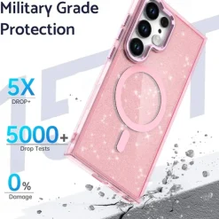 Phone Case For Samsung Galaxy S25 S24 S24 FE S23 Ultra Plus A55 5G A35 5G A25 Back Cover Magnetic Bling Glitter Shiny Shockproof Retro PC Silicone