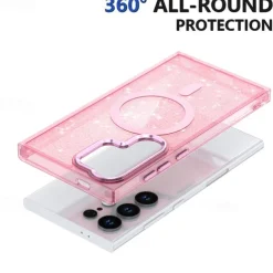 Phone Case For Samsung Galaxy S25 S24 S24 FE S23 Ultra Plus A55 5G A35 5G A25 Back Cover Magnetic Bling Glitter Shiny Shockproof Retro PC Silicone