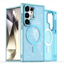 Phone Case For Samsung Galaxy S25 S24 S24 FE S23 Ultra Plus A55 5G A35 5G A25 Back Cover Magnetic Bling Glitter Shiny Shockproof Retro PC Silicone
