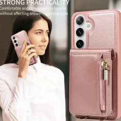 Phone Case For Samsung Galaxy S25 S24 S23 S22 S21 Ultra Plus Wallet Case Zipper with Lanyard with Wrist Strap Retro TPU PU Leather