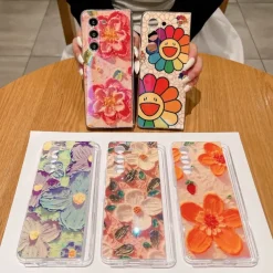 Phone Case For Samsung Galaxy Z Fold 6 Z Fold 5 Z Fold 4 Z Fold 3 Back Cover Ultra Thin Shockproof Flower Floral TPU