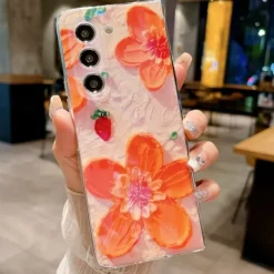 Phone Case For Samsung Galaxy Z Fold 6 Z Fold 5 Z Fold 4 Z Fold 3 Back Cover Ultra Thin Shockproof Flower Floral TPU