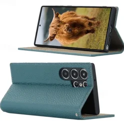 Phone Case For Samsung Galaxy S25 S24 S23 Ultra Plus S22 Plus Ultra S20 S20 FE Wallet Case with Wrist Strap Kickstand Card Slot Retro Genuine Leather TPU