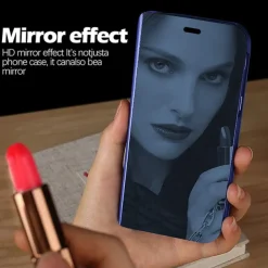 Phone Case For Samsung Galaxy S24 S23 S22 Plus Ultra S21 FE A73 A33 A52 Full Body Case Flip with Stand Holder Flip Mirror PC PU Leather