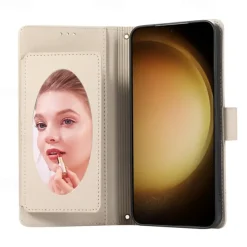 Phone Case For Samsung Galaxy S25 S24 S23 S23 FE S22 S21 Ultra Plus A34 A54 A24 A53 Wallet Case Mirror Zipper Full Body Protective Geometric Pattern TPU PU Leather