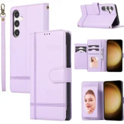 Phone Case For Samsung Galaxy S25 S24 S23 S23 FE S22 S21 Ultra Plus A34 A54 A24 A53 Wallet Case Mirror Zipper Full Body Protective Geometric Pattern TPU PU Leather