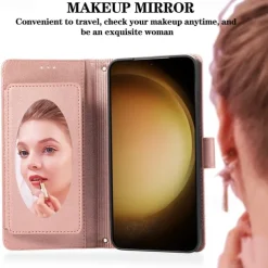 Phone Case For Samsung Galaxy S25 S24 S23 S23 FE S22 S21 Ultra Plus A34 A54 A24 A53 Wallet Case Mirror Zipper Full Body Protective Geometric Pattern TPU PU Leather