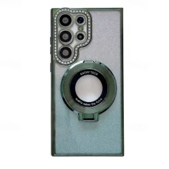 Phone Case For Samsung Galaxy S25 S24 S23 Ultra Plus S22 Plus Ultra Back Cover Magnetic Adsorption with Stand Holder Support Wireless Charging Bling Glitter Shiny TPU