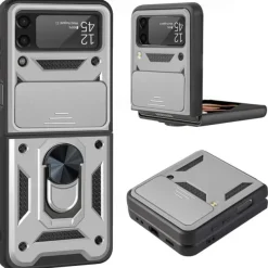 Phone Case For Samsung Galaxy Z Flip 7 Z Flip 5 Z Flip 4 Z Flip 3 Heavy Duty Ring Holder Dustproof Shockproof Solid Colored TPU