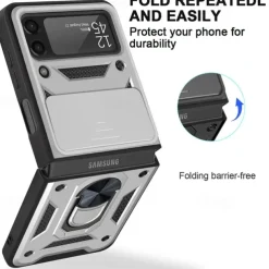 Phone Case For Samsung Galaxy Z Flip 7 Z Flip 5 Z Flip 4 Z Flip 3 Heavy Duty Ring Holder Dustproof Shockproof Solid Colored TPU