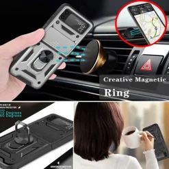 Phone Case For Samsung Galaxy Z Flip 7 Z Flip 5 Z Flip 4 Z Flip 3 Heavy Duty Ring Holder Dustproof Shockproof Solid Colored TPU