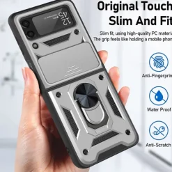 Phone Case For Samsung Galaxy Z Flip 7 Z Flip 5 Z Flip 4 Z Flip 3 Heavy Duty Ring Holder Dustproof Shockproof Solid Colored TPU