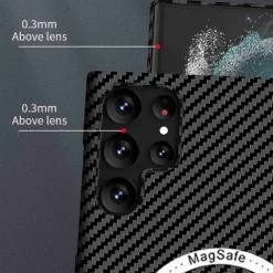 Phone Case For Samsung Galaxy S23 S22 S21 Ultra Plus With Magsafe Magnetic Dustproof Four Corners Drop Resistance Lines / Waves Carbon Fiber