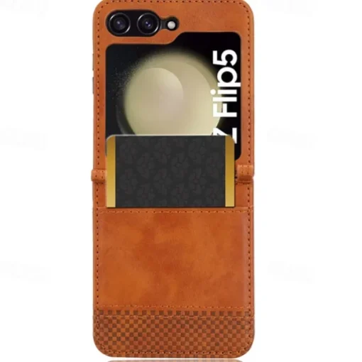 Phone Case For Samsung Galaxy Z Flip 5 Z Flip 4 Z Flip 3 Flip Cover Card Slot Shockproof Retro PC PU Leather