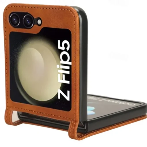 Phone Case For Samsung Galaxy Z Flip 5 Z Flip 4 Z Flip 3 Flip Cover Card Slot Shockproof Retro PC PU Leather